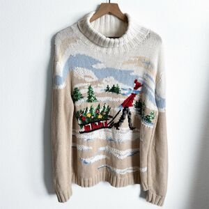 Vtg Holiday Lodge North Crest Sweater Womens Large Holiday Christmas Chunky Knit